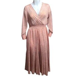 Alexa B Nites Dress Women's 8 Pink Pink Sheer Chiffon Iridescent Smocked Waist